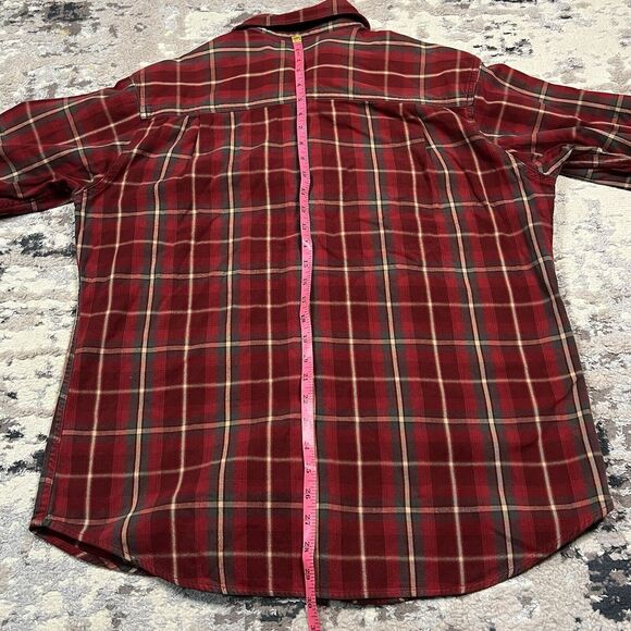 Woolrich Plaid Flannel Button Down Shirt Men's Size Large Red Green Outdoor - Picture 8 of 11